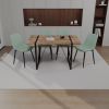 55" MDF dining table and modern dining chair 4-piece set, medieval wooden kitchen dining table set, rectangular metal base