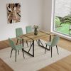 55" MDF dining table and modern dining chair 4-piece set, medieval wooden kitchen dining table set, rectangular metal base