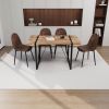 55" MDF dining table and modern dining chair set of 4 pieces, medieval wooden kitchen dining table set, black rectangular metal base