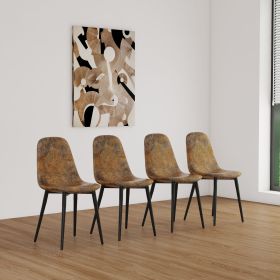 Dining Chairs Set of 4, Modern Accent Chairs with Soft glove suede Fabric Upholstered Seat (Color: brown)