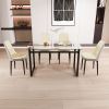 51" 4 person glass dining table set, kitchen set with black metal leg dining table and chairs