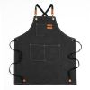 Xemussa Chef Aprons for Men Women with Large Pockets, Cotton Canvas Cross Back Heavy Duty Adjustable Work Apron, Size M to XXL