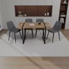 55" MDF dark wood dining table and modern dining chair 4-piece set, medieval wooden kitchen dining table set, rectangular metal base