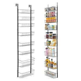 VEVOR Over the Door Pantry Organizer, 9-Tier Pantry Organization and Storage, Heavy-Duty Steel Hanging Spice Rack, Adjustable Wall Seasoning Shelves (Number of Layers: 9, Color: Black)