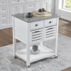 Mobile Rolling Kitchen Island Trolley Serving Cart with Underneath Drawer & Slide-Out Wire Storage Basket