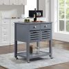 Mobile Rolling Kitchen Island Trolley Serving Cart with Underneath Drawer & Slide-Out Wire Storage Basket