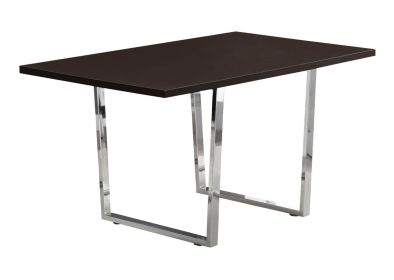Dining Table, 60" Rectangular, Kitchen, Dining Room, Brown Laminate, Chrome Metal, Contemporary, Modern (Color: as Pic)