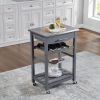 Mobile Rolling Kitchen Island Trolley Serving Cart with Underneath Drawer & Slide-Out Wire Storage Basket
