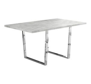 Dining Table, 60" Rectangular, Kitchen, Dining Room, Grey Laminate, Chrome Metal, Contemporary, Modern (Color: as Pic)