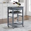 Mobile Rolling Kitchen Island Trolley Serving Cart with Underneath Drawer & Slide-Out Wire Storage Basket
