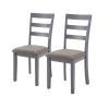 Farmhouse Style Dining Chairs Set of 2, Wooden Kitchen Chairs, Solid Wood Legs, High Ladder Back, Non-Slip Foot Pads, Sturdy Design