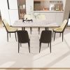 47"-63" expandable dining table set for 2-6 people, equipped with PU fabric thick cushioned dining chair and an elegant and spacious dining table