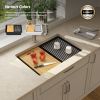 28*19 inch Quartz Stone Workstation Kitchen Sink Under-mount Single Bowl Granite Composite Sink with Roll-up Drying Rack, Cutting Board