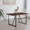 55" Dining Table modern rustic Industrial Rectangular MDF Wood Colour For 4-6 Person, With 1.5" Thick Engineered Wood Tabletop and Black Metal Legs