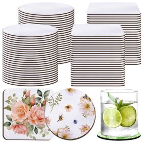 24pcs Sublimation Blank Coasters, Round Square MDF Heat Transfer Coasters, Cardboard Coasters, Cork Coasters (Shape: Round)