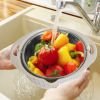 Multifunctional Mixing Bowl with Lid Set 3 Replaceable Graters Food Strainer and Colander Fruit Vegetable Washing Basket Stainless Steel