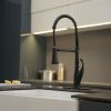Single-Handle Pull-Down Sprayer 3 Spray High Arc Kitchen Faucet With Deck Plate in Matte Black
