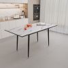 47" expandable to 63" inch MDF square white marble patterned dining table, modern industrial kitchen and dining table