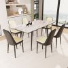 47"-63" expandable dining table set for 2-6 people, equipped with PU fabric thick cushioned dining chair and an elegant and spacious dining table