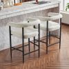 Modern Upholstered Bar Stools Set of 2, Boucle Fabric Counter Height Chairs with Metal Frame & Armrests, Kitchen Island Bar Chairs for Home