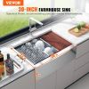 VEVOR Farmhouse Kitchen Sink, 304 Stainless Steel Drop-In Sinks, Top Mount Single Bowl Basin with Ledge & Accessories