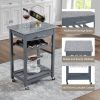 Mobile Rolling Kitchen Island Trolley Serving Cart with Underneath Drawer & Slide-Out Wire Storage Basket