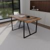 55" Dining Table modern rustic Industrial Rectangular MDF Wood Colour For 4-6 Person, With 1.5" Thick Engineered Wood Tabletop and Black Metal Legs