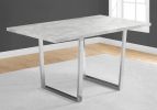 Dining Table, 60" Rectangular, Kitchen, Dining Room, Grey Laminate, Chrome Metal, Contemporary, Modern