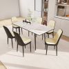 47"-63" expandable dining table set for 2-6 people, equipped with PU fabric thick cushioned dining chair and an elegant and spacious dining table
