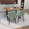 55" MDF dining table and modern dining chair 4-piece set, medieval wooden kitchen dining table set, rectangular metal base