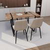 55" MDF dark wood dining table and modern dining chair 4-piece set, medieval wooden kitchen dining table set, rectangular metal base