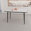 47" expandable to 63" inch MDF square white marble patterned dining table, modern industrial kitchen and dining table