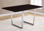 Dining Table, 60" Rectangular, Kitchen, Dining Room, Brown Laminate, Chrome Metal, Contemporary, Modern