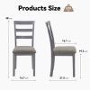 Farmhouse Style Dining Chairs Set of 2, Wooden Kitchen Chairs, Solid Wood Legs, High Ladder Back, Non-Slip Foot Pads, Sturdy Design