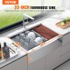 VEVOR Farmhouse Kitchen Sink, 304 Stainless Steel Drop-In Sinks, Top Mount Single Bowl Basin with Ledge & Accessories