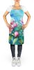 Peonies in Watercolor Apron Cooking Kitchen Server Baking Crafts Gardening for Adult Women Men, Unisex, Large, Multicolor