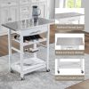 Mobile Rolling Kitchen Island Trolley Serving Cart with Underneath Drawer & Slide-Out Wire Storage Basket